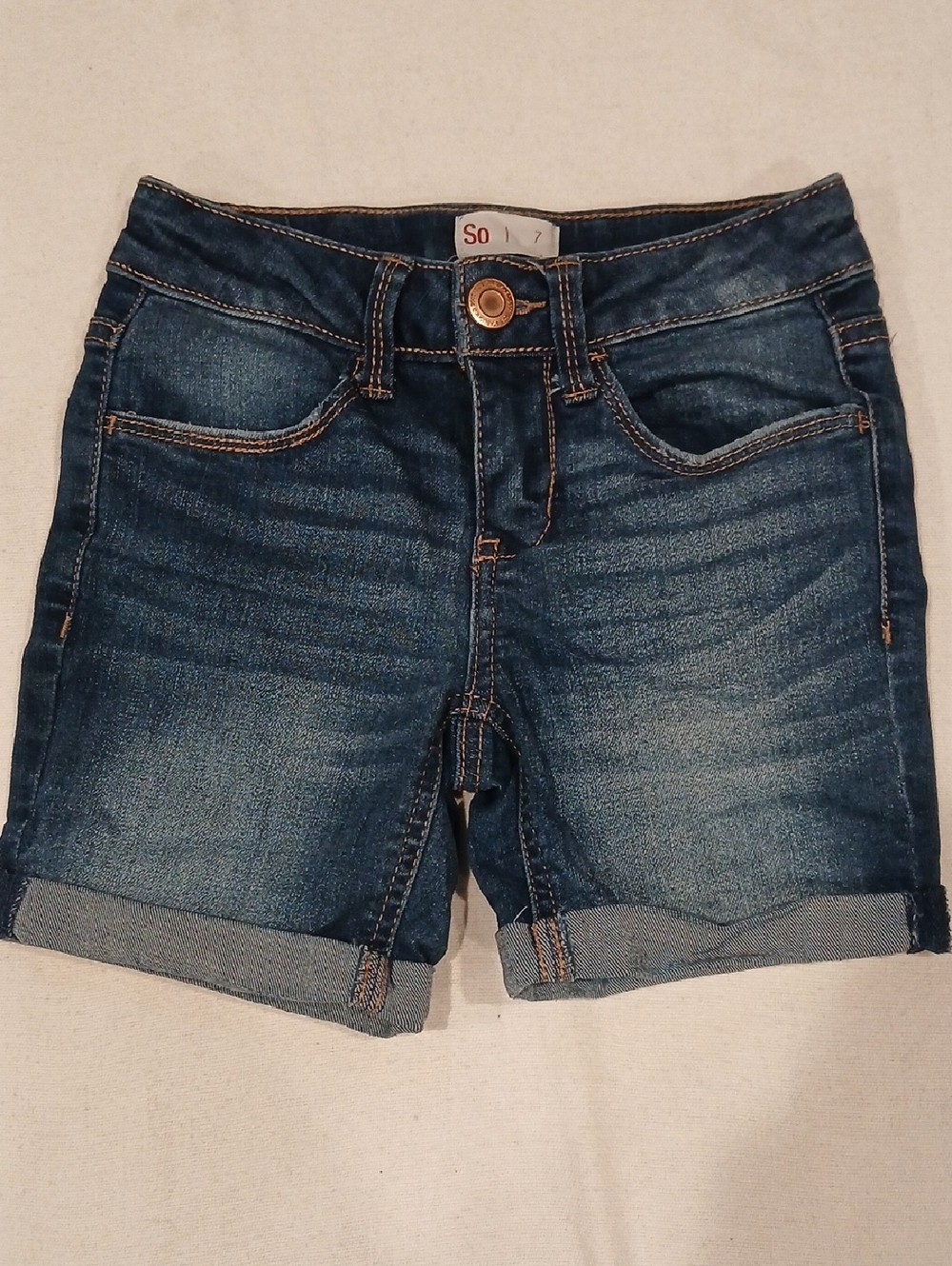 SO Women's Dark Blue Roll-Cuff Denim Shorts